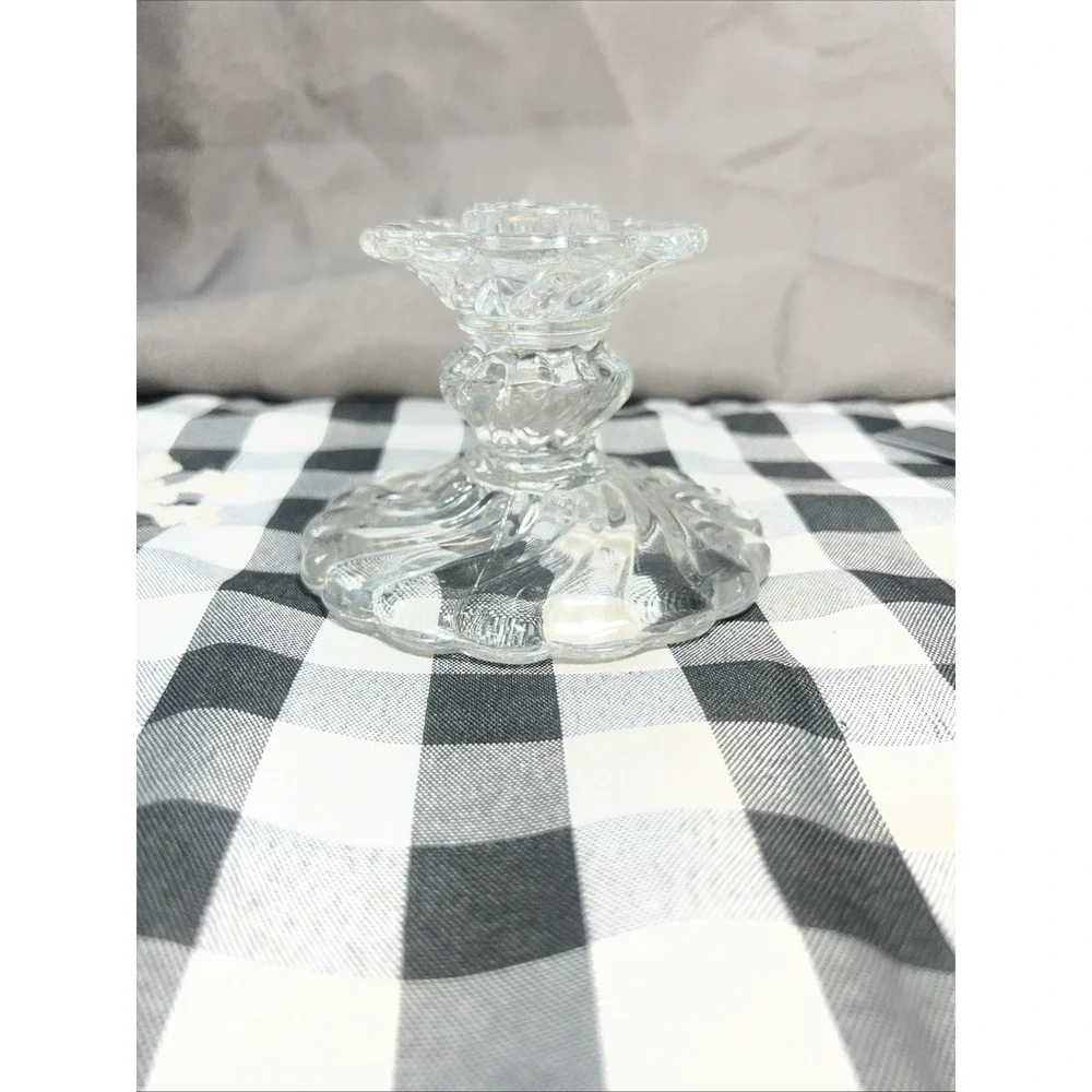 VTG Fostoria Colony Crystal Swirl Single Candlestick Holder 3